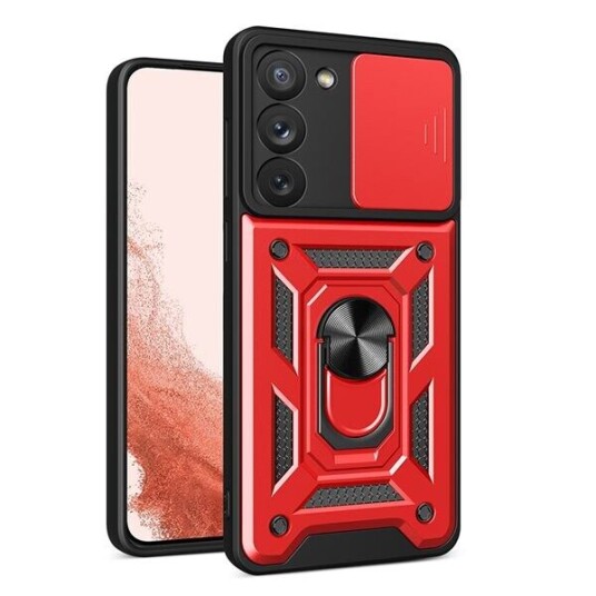 Hurtel Hybrid Armor Camshield-Deksel Til Samsung Galaxy S23+ Pansret Deksel Med Kamerabeskytter Rød