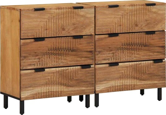 Serviettskap 2 pcs Brun 60 x 33 x 75 cm Massivt akasietre