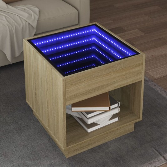  Salongbord med Infinity LED sonoma eik 50x50x50 cm 847653