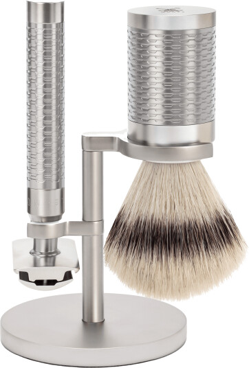 Mühle ROCCA Shaving Set Silvertip Fibre Stainless Steel Silver Matt