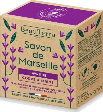 BeauTerra Marseille fast såpe – Lavendel – 100