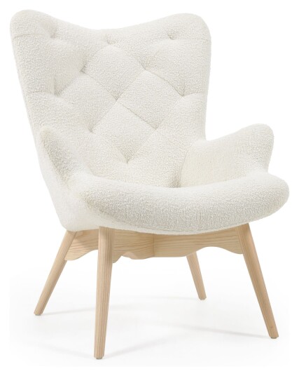 Kave Home Kody Lenestol, Hvit Lammeskinn-look Unoliving