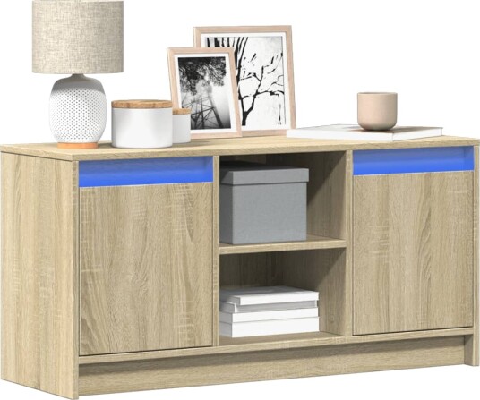 TV-benk med LED sonoma eik 100x34x50 cm konstruert tre 852189