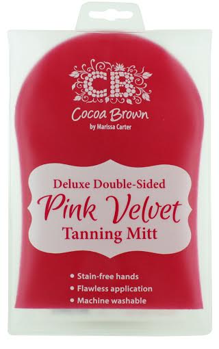 Cocoa Brown Deluxe Doublesided Pink Velvet Tanning Mitt