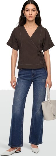 Object Objjacira S/S Re Wrap Top E Tne Brown 44