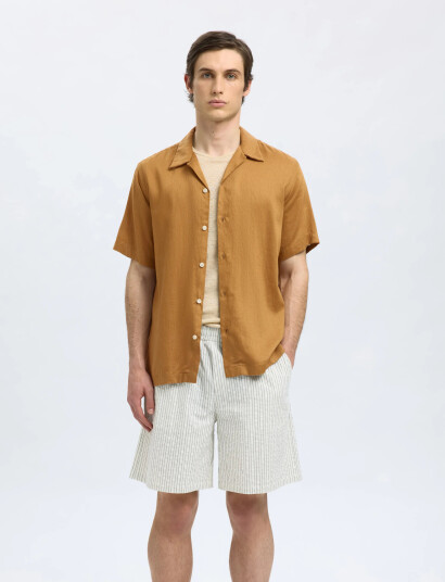 Selected Slhregnoa Mix Shirt Ss Resort Beige L Selected Slhregnoa Mix Shirt Ss Resort Beige L