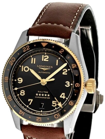 Longines Herreklokke L3.802.5.53.2 Spirit Zulu Time Sort/Lær Ø39 mm
