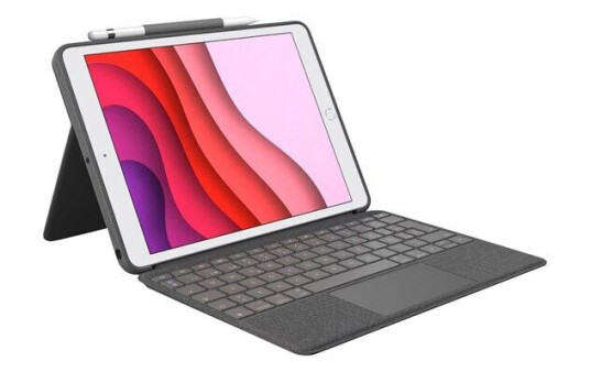 Logitech Combo Touch - keyboard and folio case - with trackpad - QWERTZ - German - oxford grey - Tastatur & Foliosett - Tysk - Grå