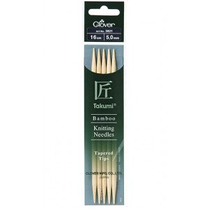 Clover Takumi Strikkepinner Bambus 16cm 5,00mm Clover Takumi Strikkepinner Bambus 16cm 5,00mm