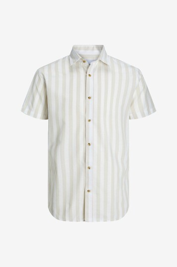 Jack & Jones Plus Skjorte jjJoshua Oxford Stripe Shirt SS Brun