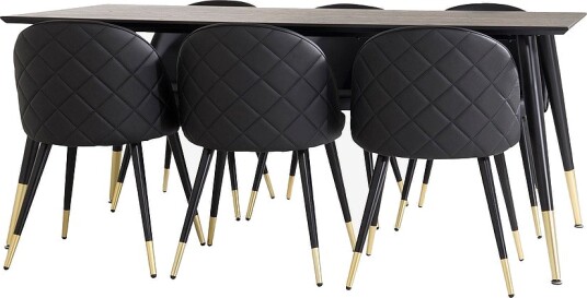 Venture Home   Spisegruppe Doris bord og 6 stk Valleta stoler   Svart