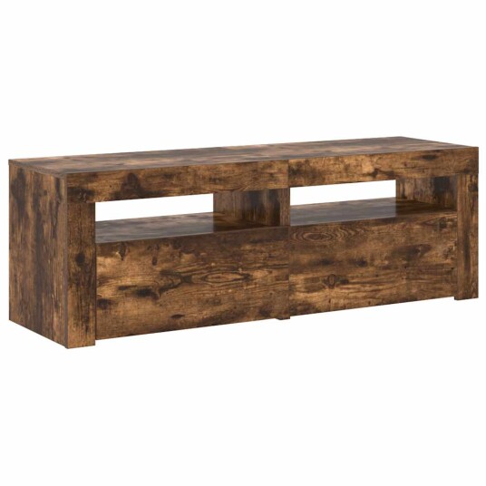 vidaXL TV-benk med LED-lys røkt eik 120x35x40 cm
