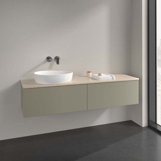 Villeroy & Boch Antao Servantskap med 2 skuffer 160x50x36 cm m/lys Steingrå/Crème