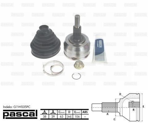 Pascal Drivknute drivaksel PASCAL G1W035PC