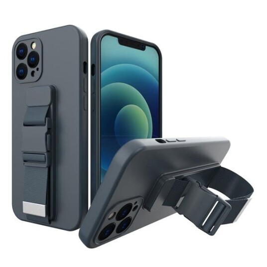 Hurtel Rope-Deksel Gel-Deksel Med Lanyard Kjede Håndveske Lanyard Samsung Galaxy A22 5G Marineblå