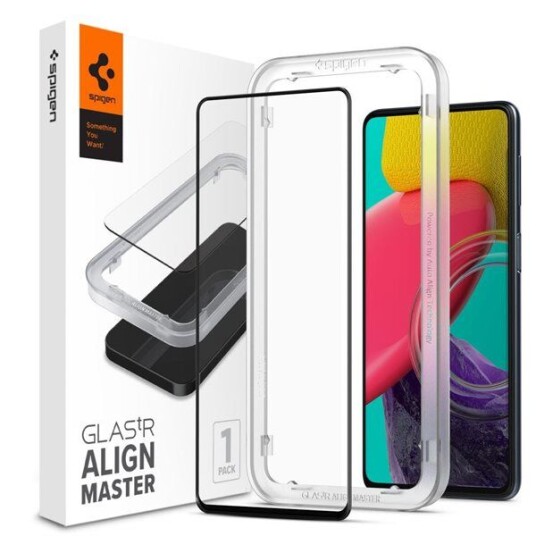 Spigen Alm Herdet Glass Skjermbeskytter for Galaxy M53 5G - Svart