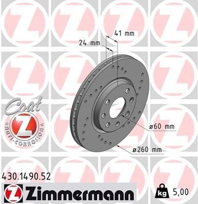 Bremseskive ZIMMERMANN 430.1490.52