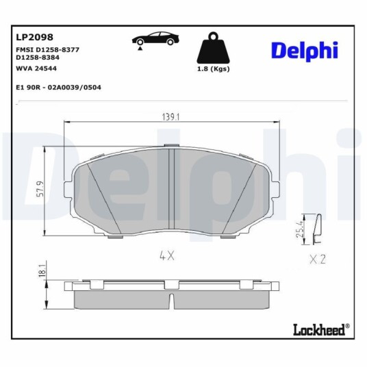 Bremseklosser DELPHI LP2098