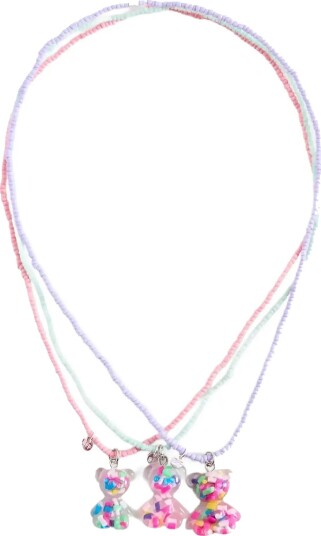 Mango Set Of 3 Bear Necklaces   Pink   ONE SIZE