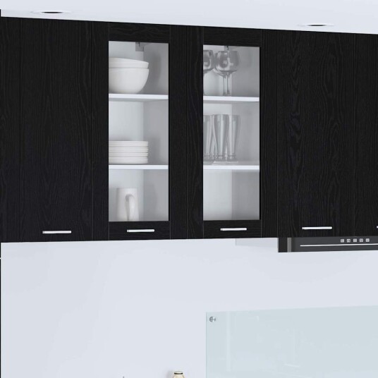  Hengende skap Riga Svart Eik 40 x 31 x 80 cm Konstruert tre
