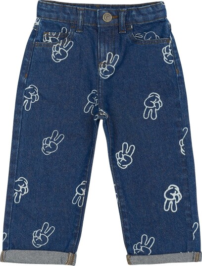 THE NEW Siblings Medium Blue Denim AOP Prosper Wide Jeans 104