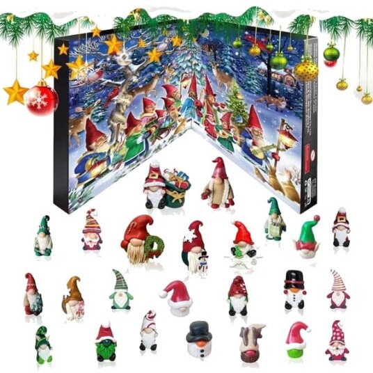 Adventskalender 2026 for nisser – 24 dagers nedtelling til jul dekorativ nisse med hvitt skjegg perfekt gave til barn voksne og tenåringer
