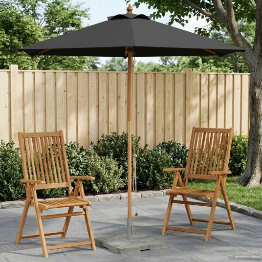 vidaXL Hageparasol Ø 240 x 237 cm Solid Eucalyptus Tre Antrasitt