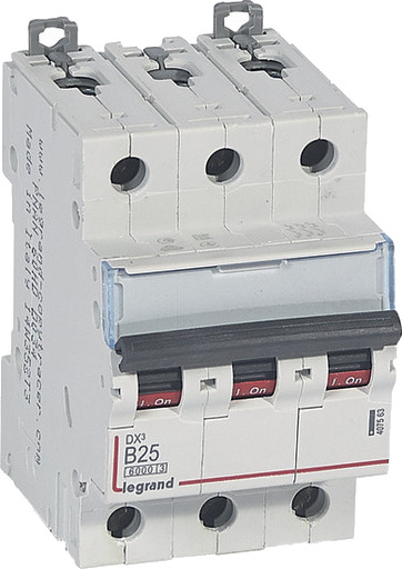 Legrand DX3 MCB automatsikring B25 3P 3M 6/10kA