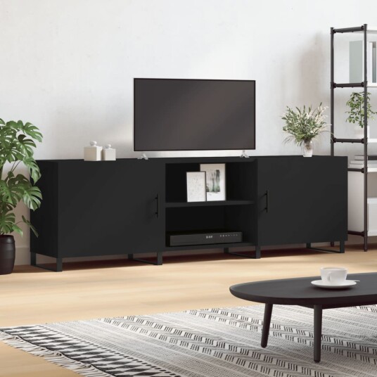 TV-benk svart 150x30x50 cm konstruert tre 829117