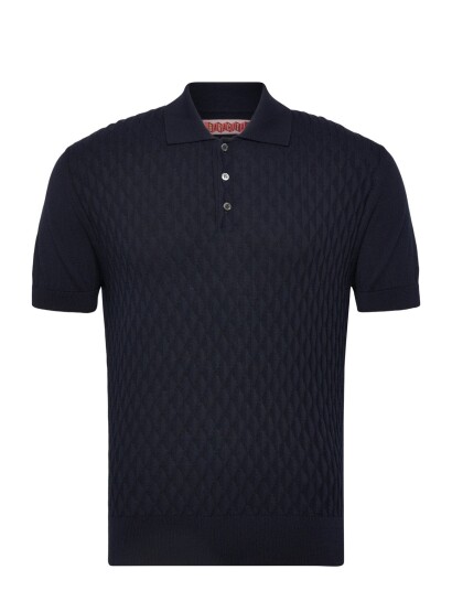 Baracuta Pattern Stitch Ss Polo Navy XL Baracuta Pattern Stitch Ss Polo Navy XL