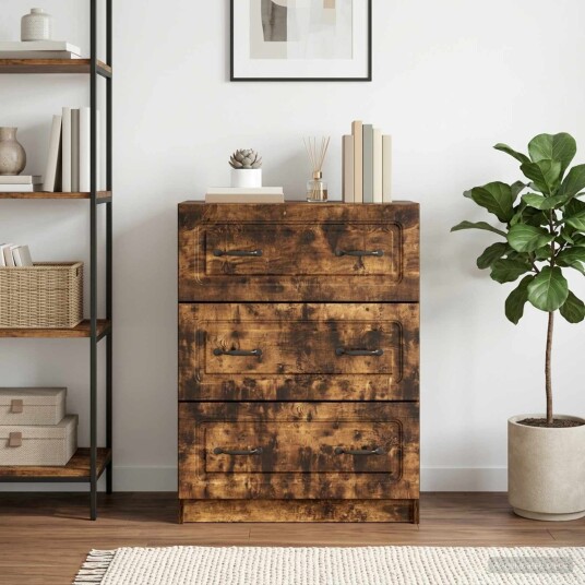 vidaXL Skuffeskap Røkt Eik 66 x 34,5 x 87 cm Konstruert tre