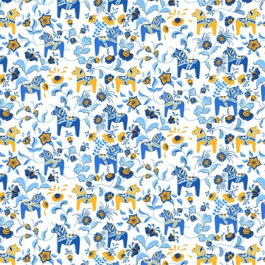 Arvidssons Textil Leksand mini stoff Gul-blå Arvidssons Textil Leksand mini stoff Gul-blå