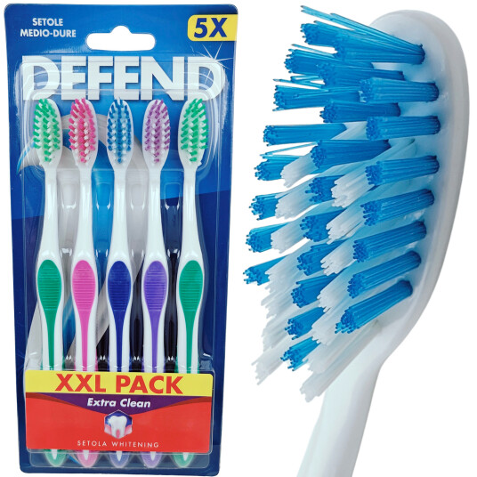 Whitening Tannbørster 5 stk DEFEND Extra Clean Medium
