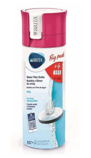 Brita Fill&Go rosa filterflaske + 4 filtre (1046682) Brita Fill&Go rosa filterflaske + 4 filtre (1046682)