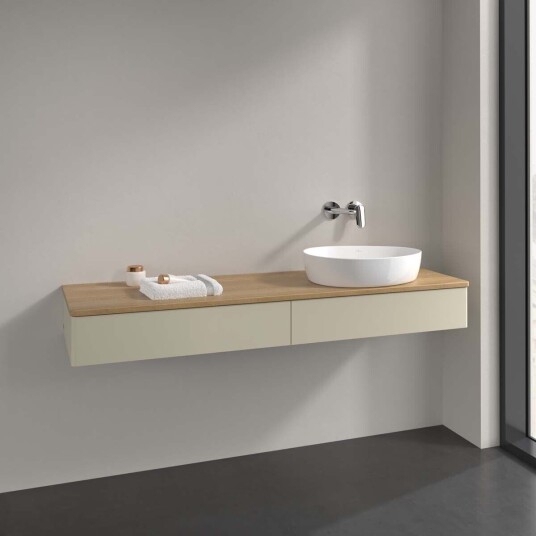 Villeroy & Boch Antao Servantskap med 2 skuffer 160x50x19 cm m/lys Grå Matt/Eik