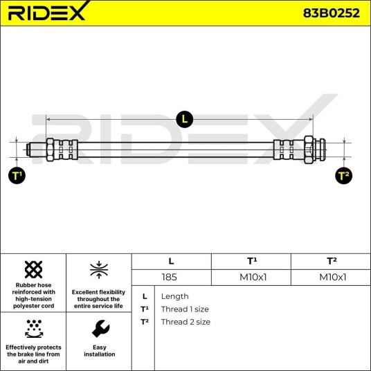RIDEX 83B0252 Bremseslange