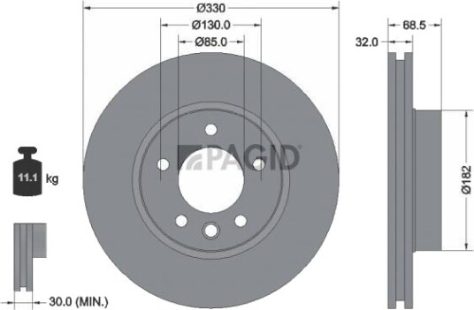 PAGID 54216NHC Bremseskive PAGID 54216NHC Bremseskive