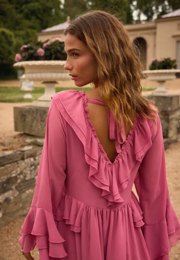 Bubbleroom Occasion Trumpet Sleeve Frill Short Dress