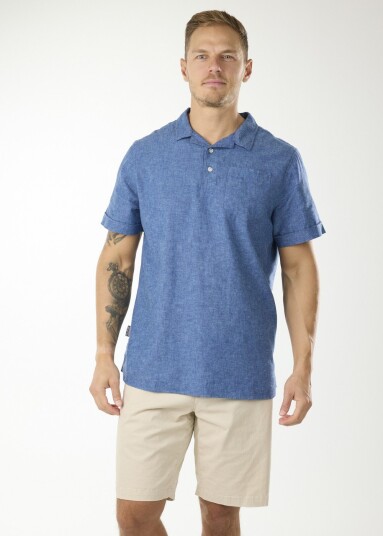 Seaside Sailor Linen Piké Denim Blue L Piketrøyer Seaside Sailor Linen Piké Denim Blue L Piketrøyer