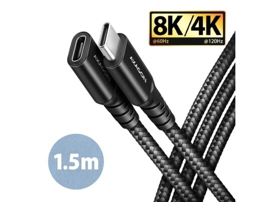 AXAGON BUCM32-CF15AB forlengelseskabel, USB-C til USB-C 3.2 Gen 2, 1,5 m, 20 Gbps - Aluminium (BUCM32-CF15AB)