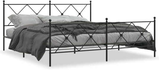 Sengeramme i metall med hode- og fotgavl svart 180x200 cm 8721012374089