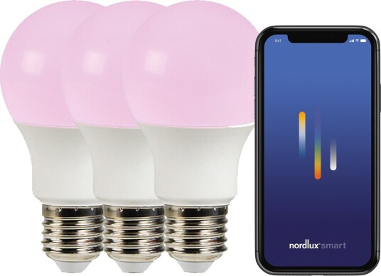 NORDLUX SMART COLOUR PÆRE 60 E27 806LM 2200K-6500K RGB 3-PK