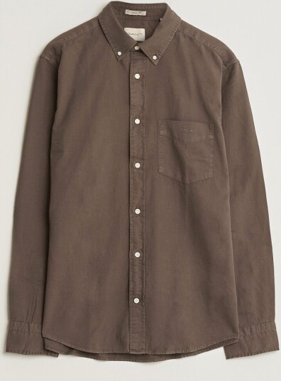 Gant Regular Fit Garment Dyed Twill Shirt Shadow Brown