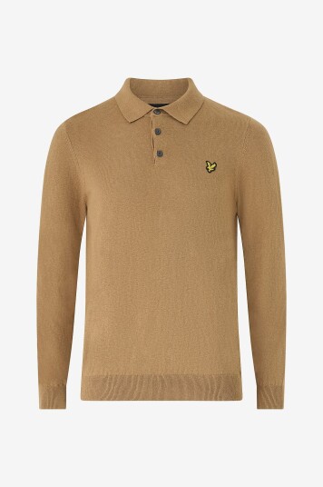 Lyle & Scott Poloskjorte Cotton Merino Long Sleeve Knitted Polo Brun Lyle & Scott Poloskjorte Cotton Merino Long Sleeve Knitted Polo Brun