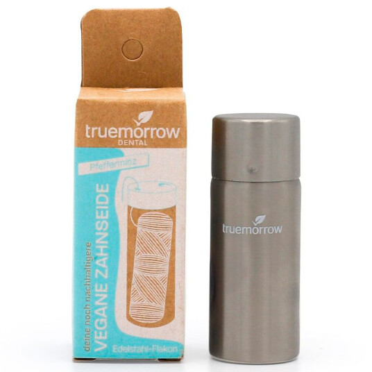 Bærekraftig tanntråd Truemorrow ståldispenser