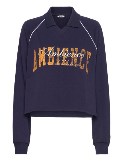 Monki Sporty Boxy Terry Sweatshirt - Navy - XS