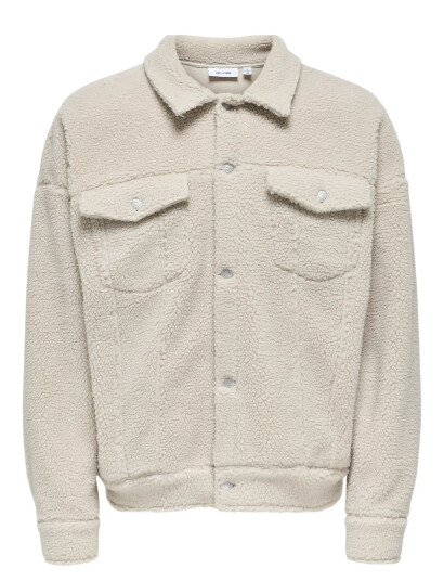 ONLY & SONS Onsdeacon Rlx Sherpa Overshirt Sweat Vd - Cream - XS