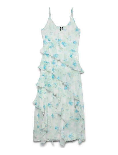 Vero Moda Vmsmilla Sl Long Frill Dress Wvn Noos White XS