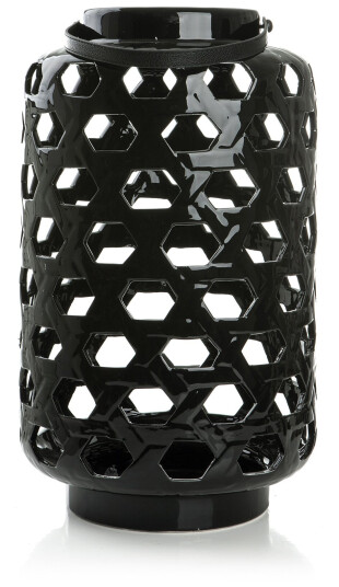 Enjoy Design Lykt m/hank sort keramikk H:45/57 Ø:27cm