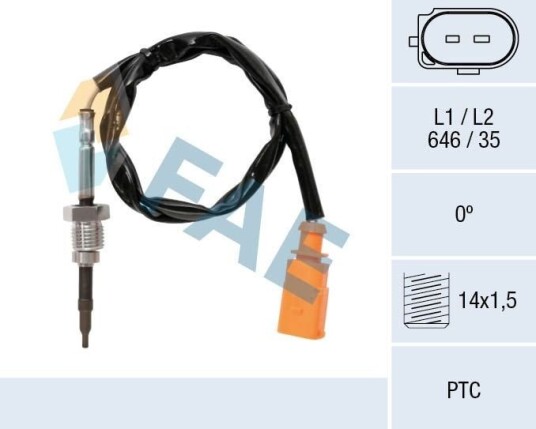 FAE 68076 Sensor, eksostemperatur